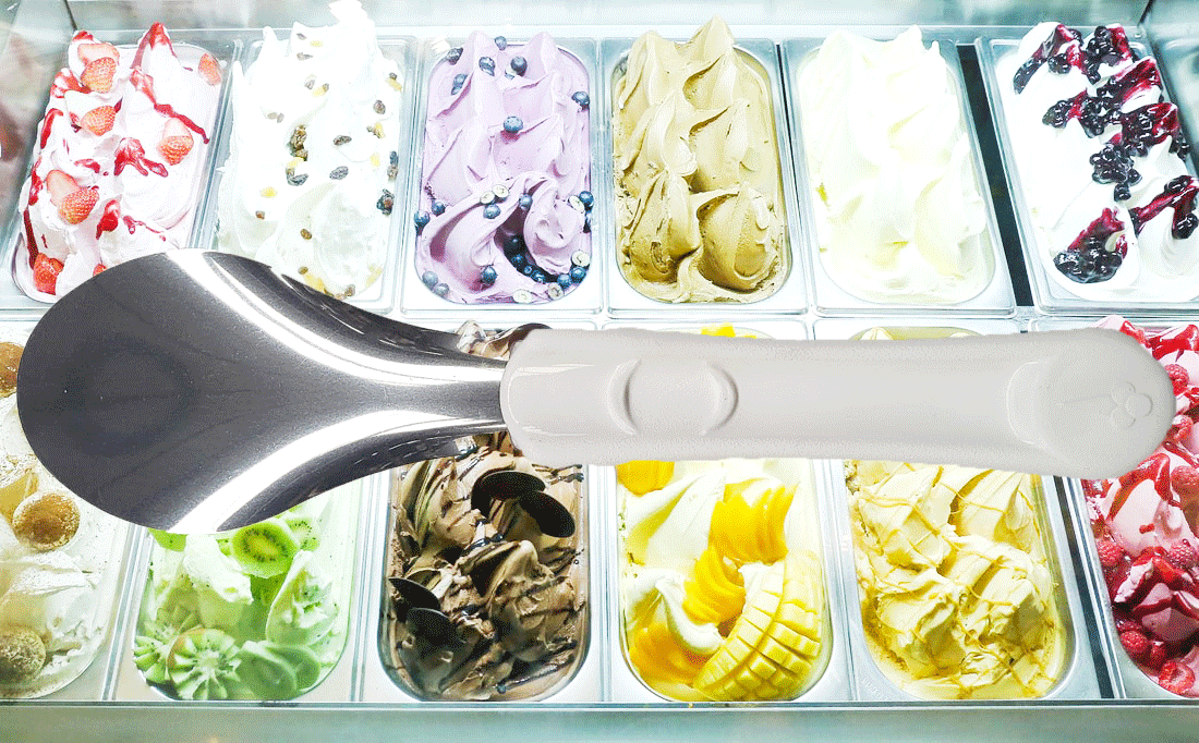 Ice Cream Spatula Gelato  Stainless Steel Plastic Handle White